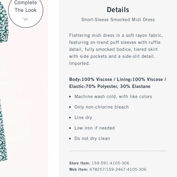 Abercrombie & Fitch Women’s Green Floral Print Short-Sleeve Smocked Midi Dress - Picture 7 of 10